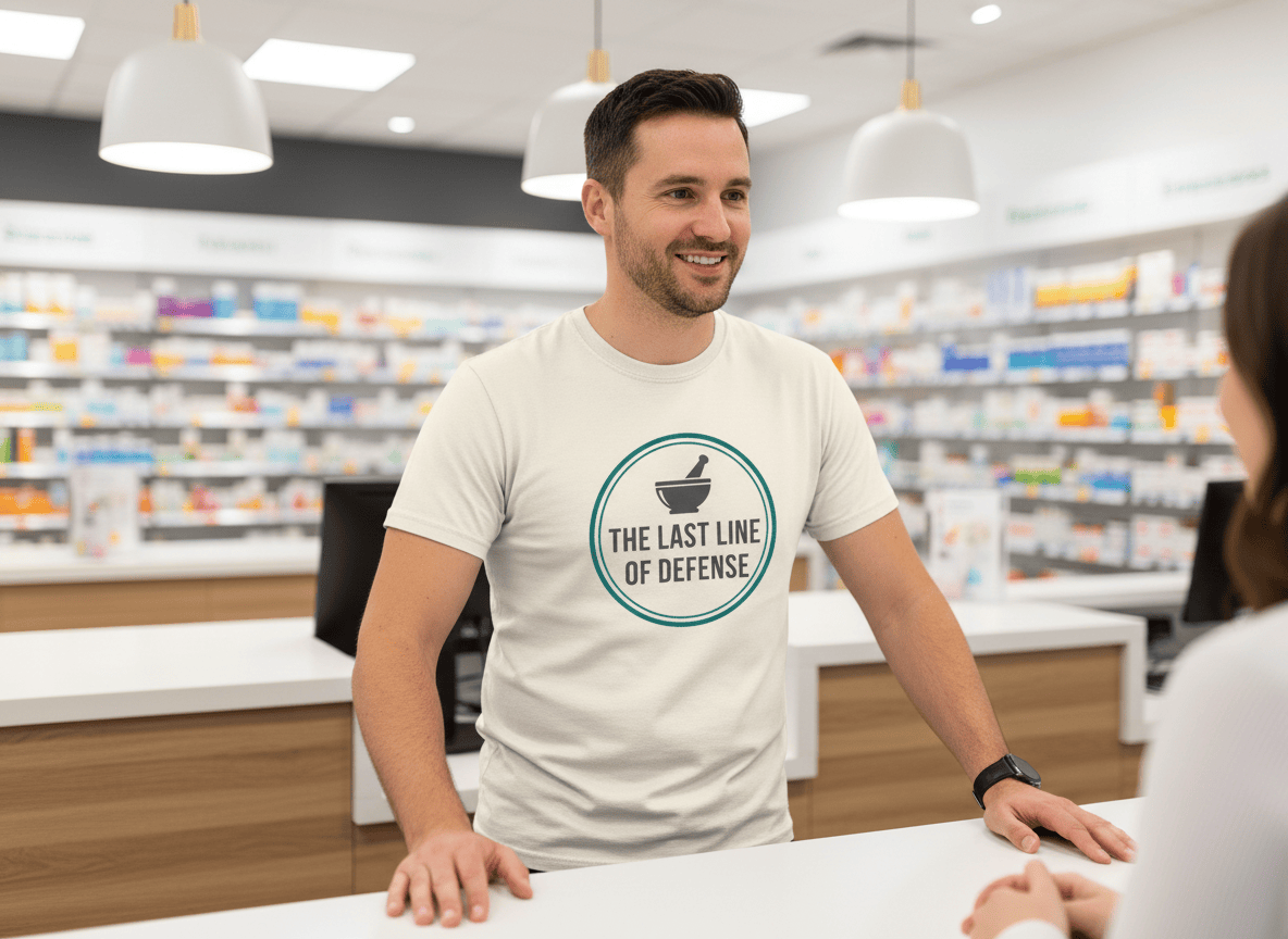 The Last Line of Defense Tee - Pharmacy Apparel for Pharmacists, Techs & Students