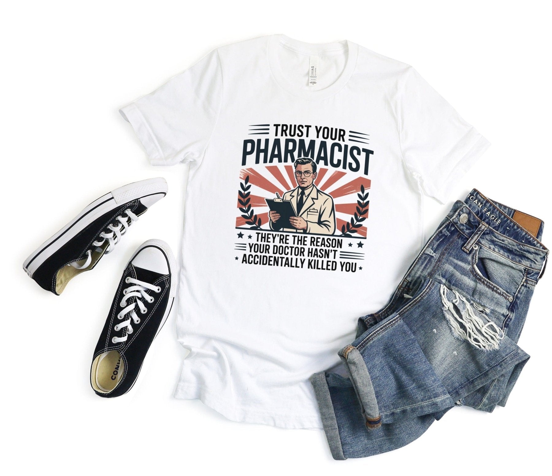 Trust Your Pharmacist Male Tee - Adverse Reactions - Pharmacy Apparel for Pharmacists, Techs & Students