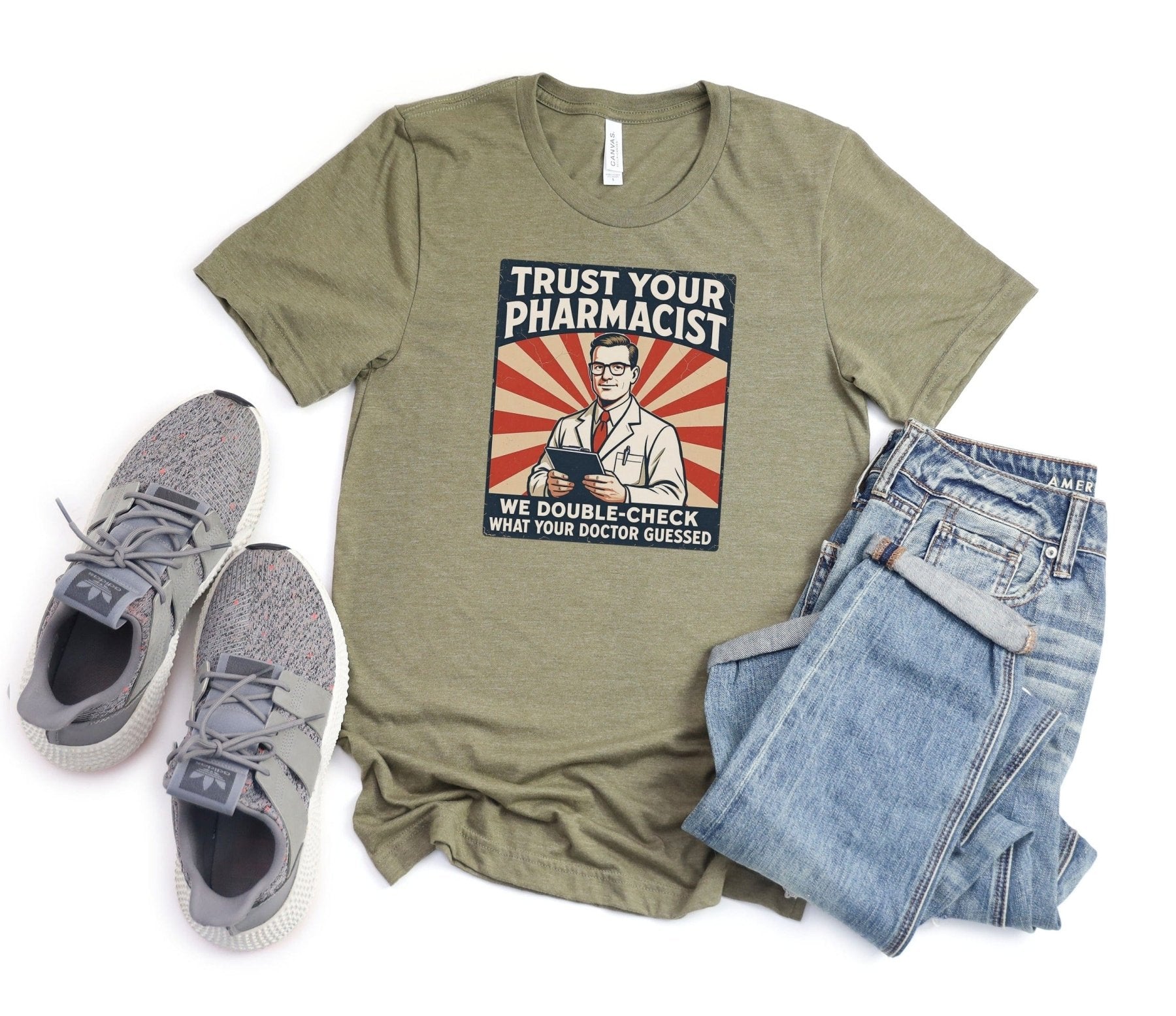 Trust Your Pharmacist Tee – Retro Men’s Design - Adverse Reactions - Pharmacy Apparel for Pharmacists, Techs & Students