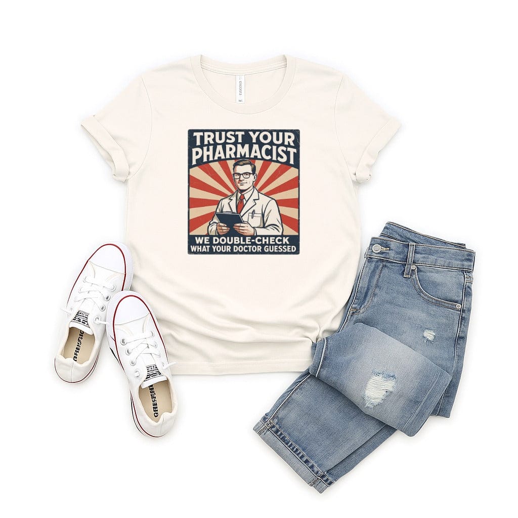 Trust Your Pharmacist Tee – Retro Men’s Design - Adverse Reactions - Pharmacy Apparel for Pharmacists, Techs & Students