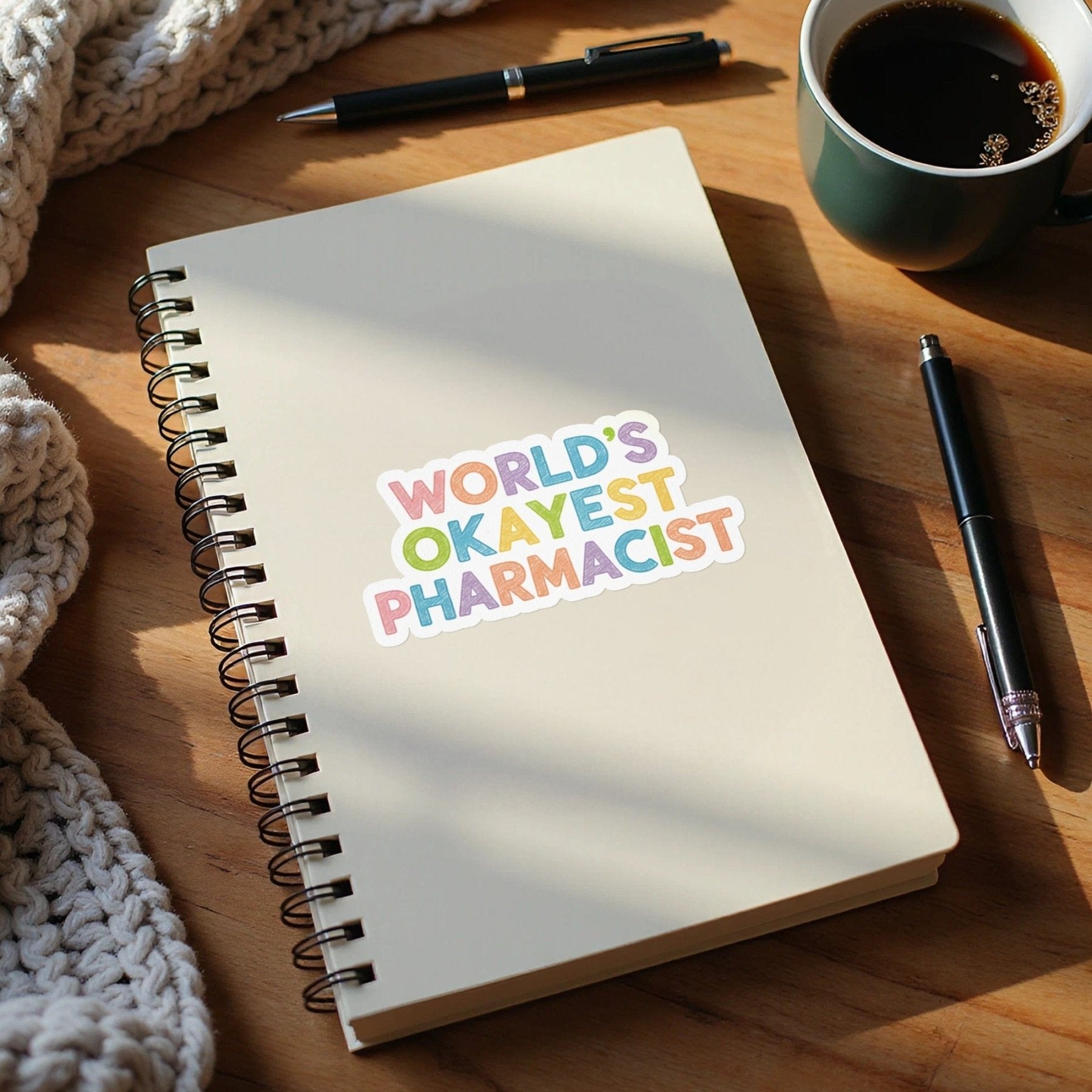 World’s Okayest Pharmacist Sticker - Pharmacy Apparel for Pharmacists, Techs & Students