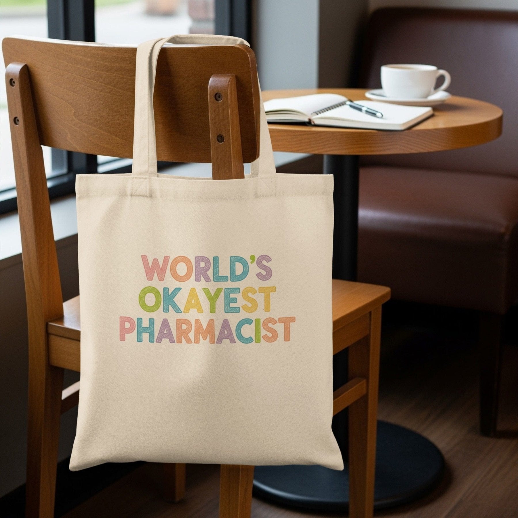 World’s Okayest Pharmacist Tote Bag - Pharmacy Apparel for Pharmacists, Techs & Students